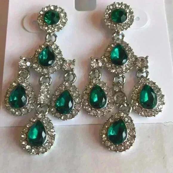 Charter Club new Stone Chandelier Earrings/emerald - Picture 4 of 7